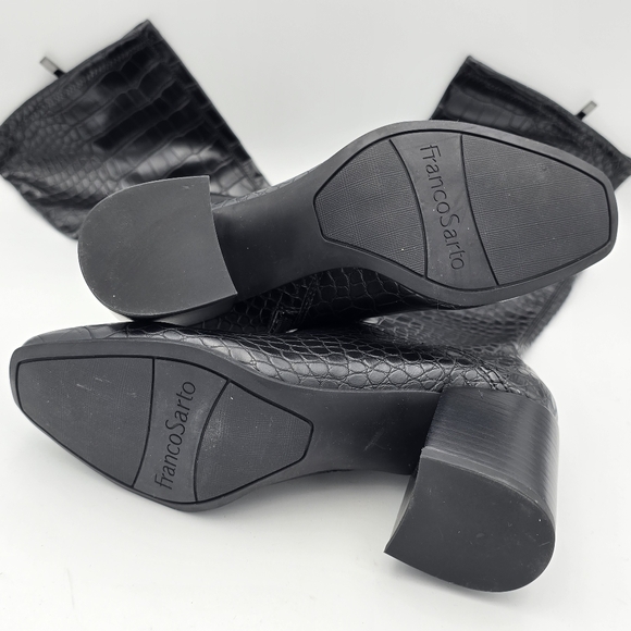 6W Franco Sarto Women's Tribute Knee High Boots, Black Crocco Faux Leather - Picture 13 of 16